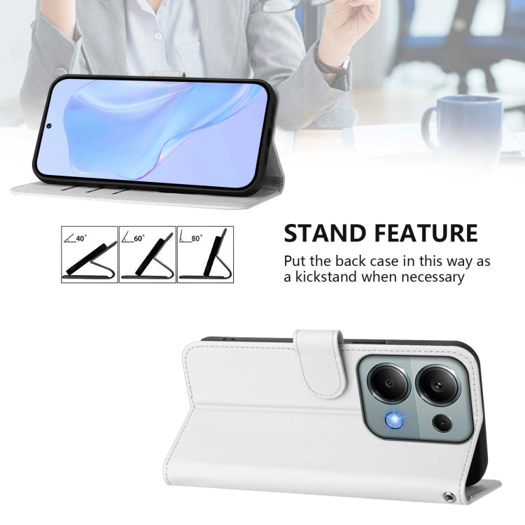 For Xiaomi Poco M6 Pro 4G Skin Feel Solid Color Leather Phone Case with Lanyard