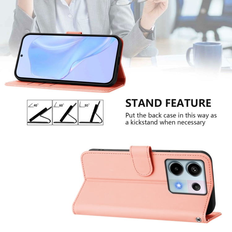 For Xiaomi Poco X6 5G Global Skin Feel Solid Color Leather Phone Case with Lanyard