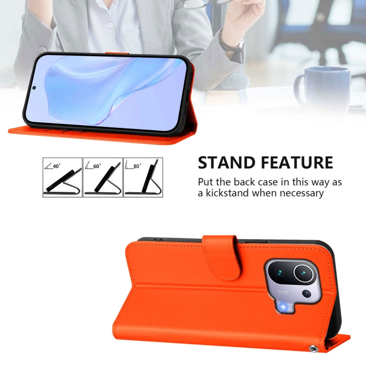 For Xiaomi Mi 11 Pro Skin Feel Solid Color Leather Phone Case with Lanyard