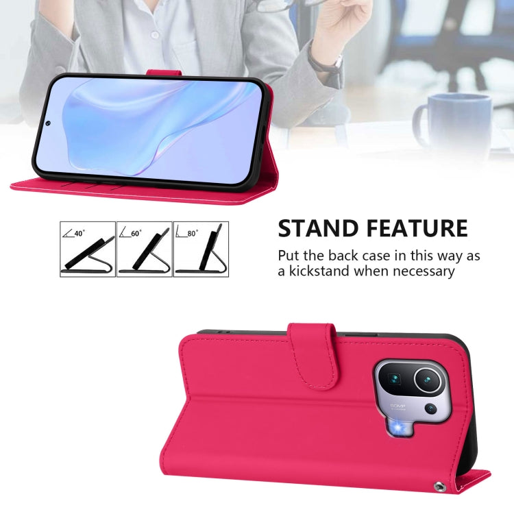 For Xiaomi Mi 11 Pro Skin Feel Solid Color Leather Phone Case with Lanyard