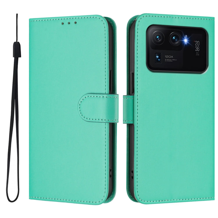 For Xiaomi Mi 11 Ultra Skin Feel Solid Color Leather Phone Case with Lanyard