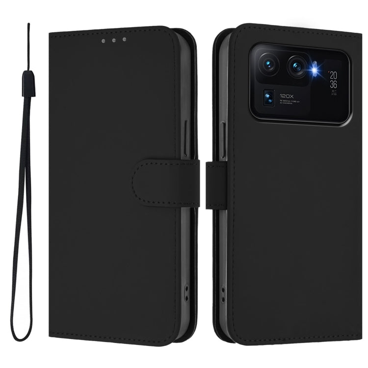 For Xiaomi Mi 11 Ultra Skin Feel Solid Color Leather Phone Case with Lanyard