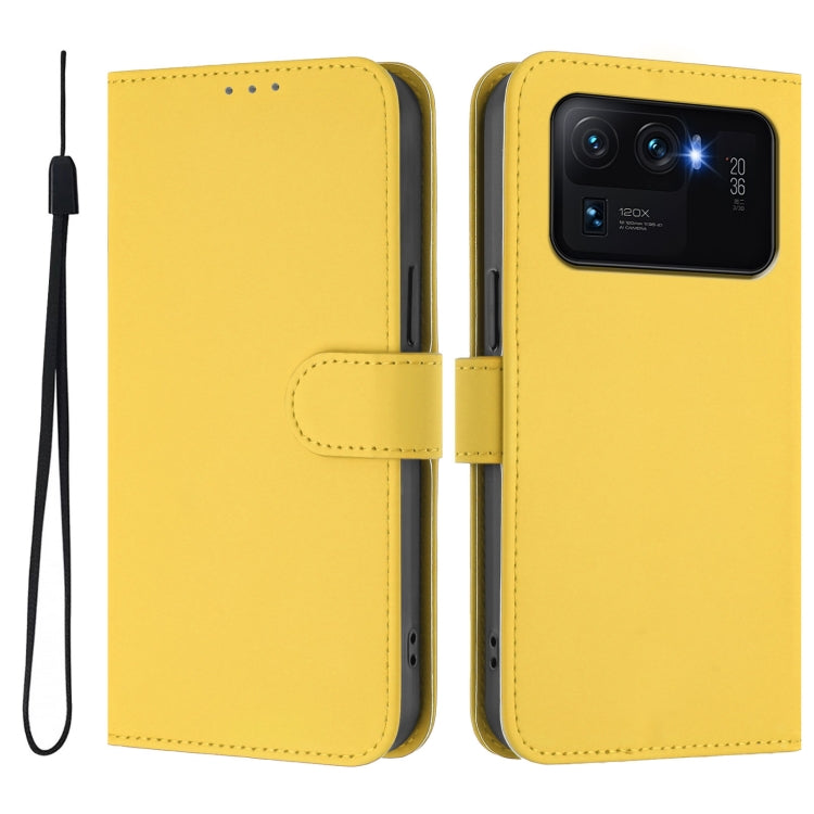 For Xiaomi Mi 11 Ultra Skin Feel Solid Color Leather Phone Case with Lanyard