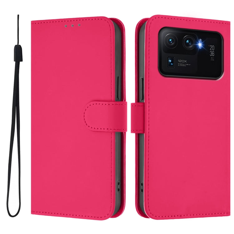 For Xiaomi Mi 11 Ultra Skin Feel Solid Color Leather Phone Case with Lanyard