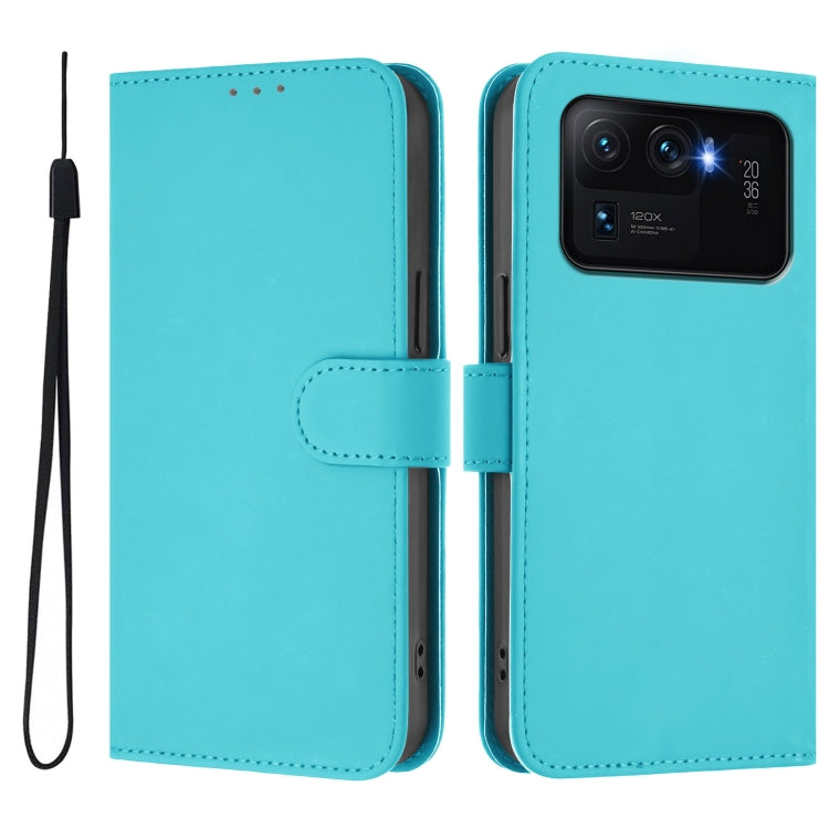 For Xiaomi Mi 11 Ultra Skin Feel Solid Color Leather Phone Case with Lanyard