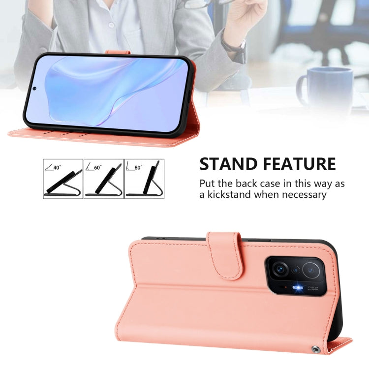 For Xiaomi 11T / 11T Pro Skin Feel Solid Color Leather Phone Case with Lanyard