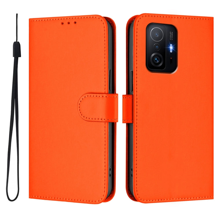 For Xiaomi 11T / 11T Pro Skin Feel Solid Color Leather Phone Case with Lanyard