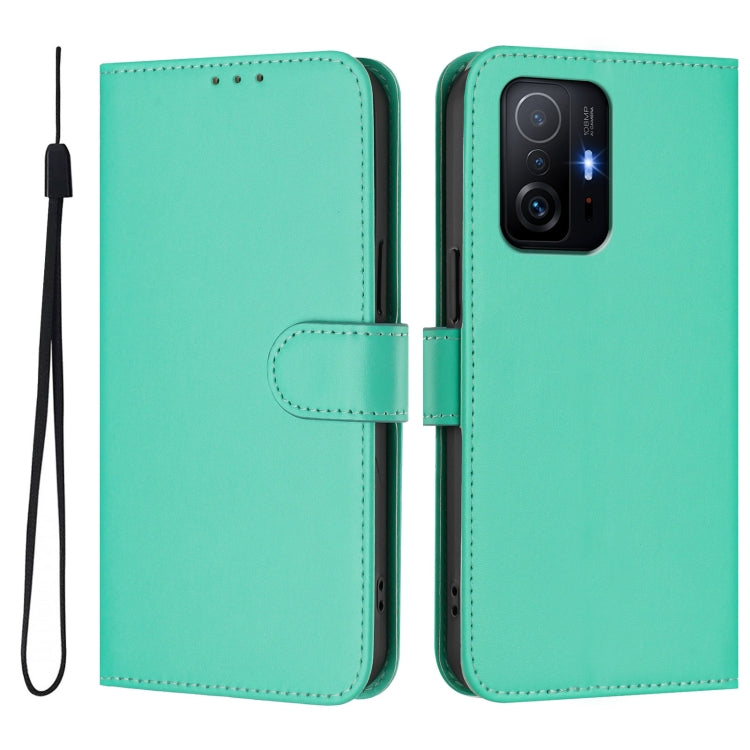 For Xiaomi 11T / 11T Pro Skin Feel Solid Color Leather Phone Case with Lanyard