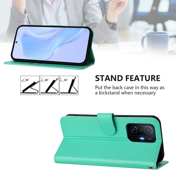For Xiaomi 11T / 11T Pro Skin Feel Solid Color Leather Phone Case with Lanyard