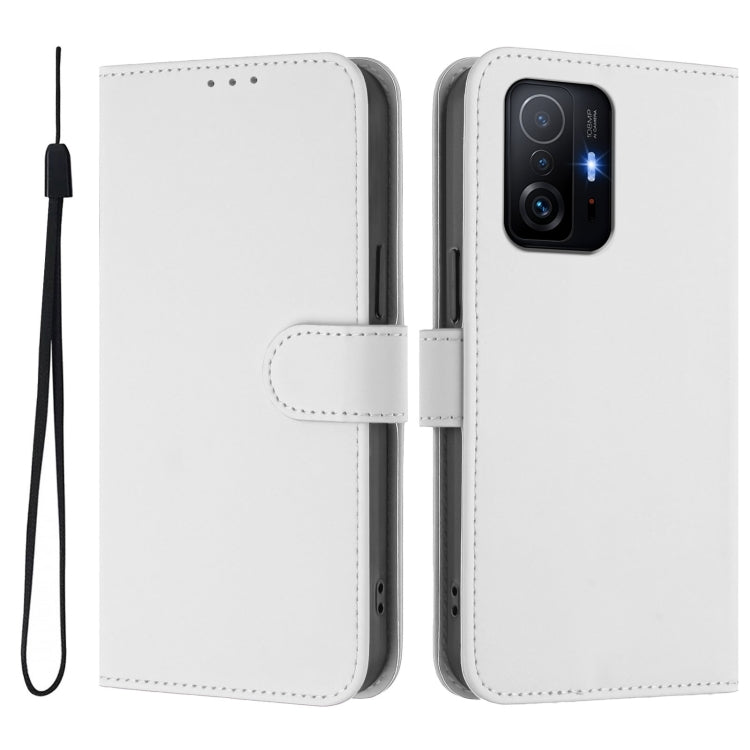 For Xiaomi 11T / 11T Pro Skin Feel Solid Color Leather Phone Case with Lanyard
