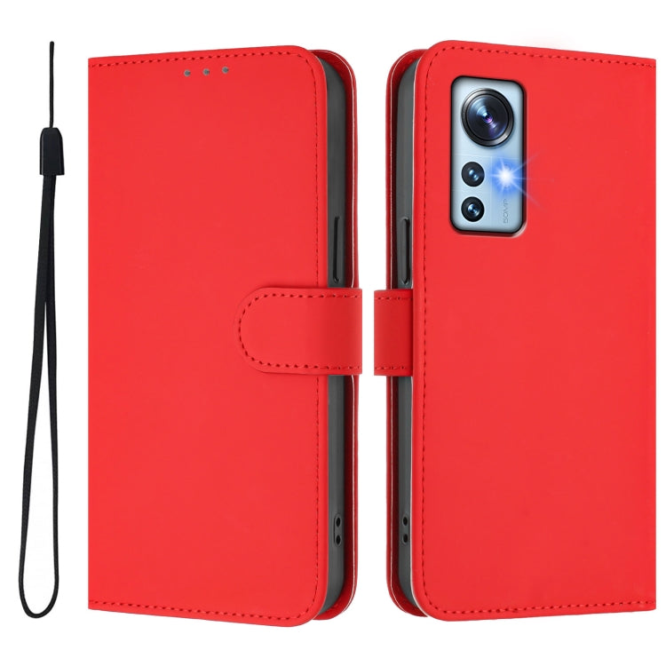 For Xiaomi 12 5G / 12S 5G / 12X 5G Skin Feel Solid Color Leather Phone Case with Lanyard