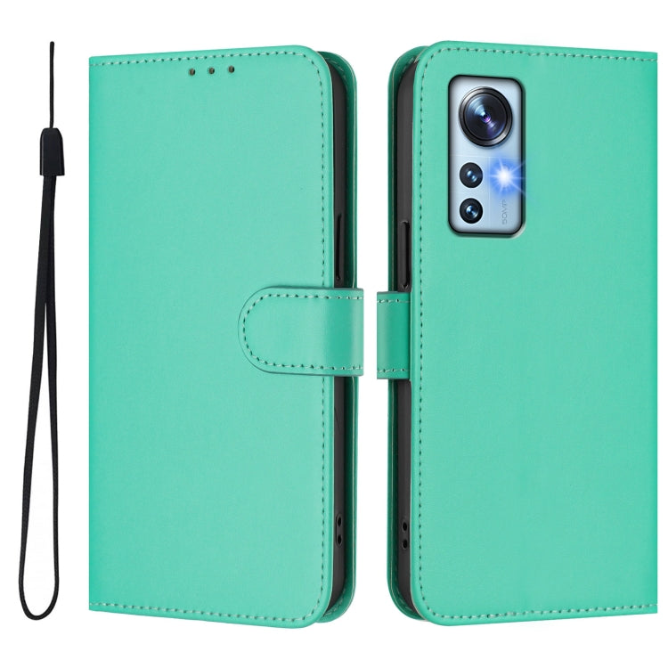 For Xiaomi 12 5G / 12S 5G / 12X 5G Skin Feel Solid Color Leather Phone Case with Lanyard
