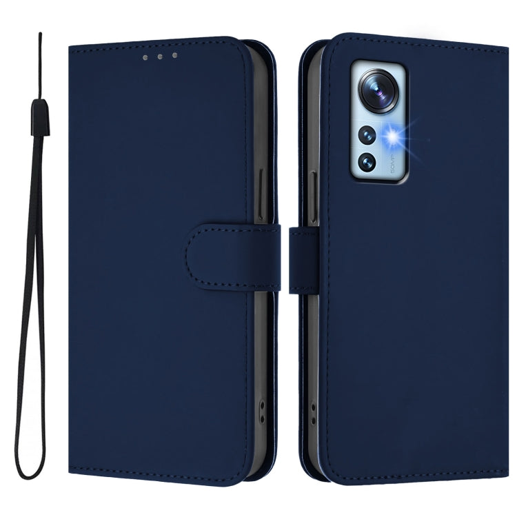 For Xiaomi 12 5G / 12S 5G / 12X 5G Skin Feel Solid Color Leather Phone Case with Lanyard