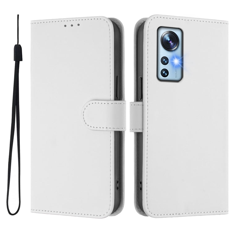 For Xiaomi 12 5G / 12S 5G / 12X 5G Skin Feel Solid Color Leather Phone Case with Lanyard