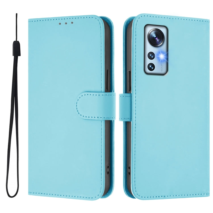For Xiaomi 12 5G / 12S 5G / 12X 5G Skin Feel Solid Color Leather Phone Case with Lanyard