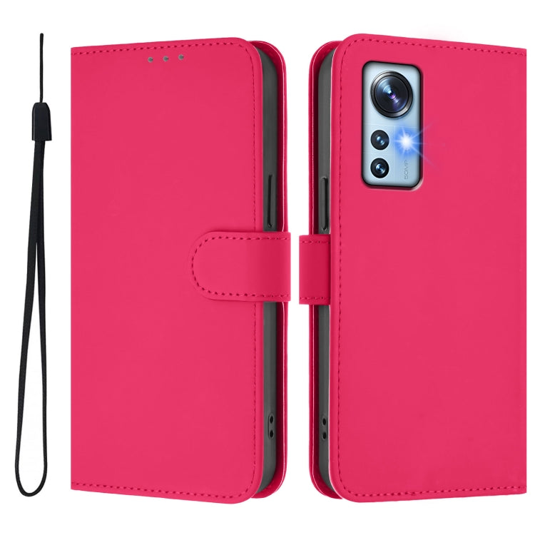 For Xiaomi 12 5G / 12S 5G / 12X 5G Skin Feel Solid Color Leather Phone Case with Lanyard