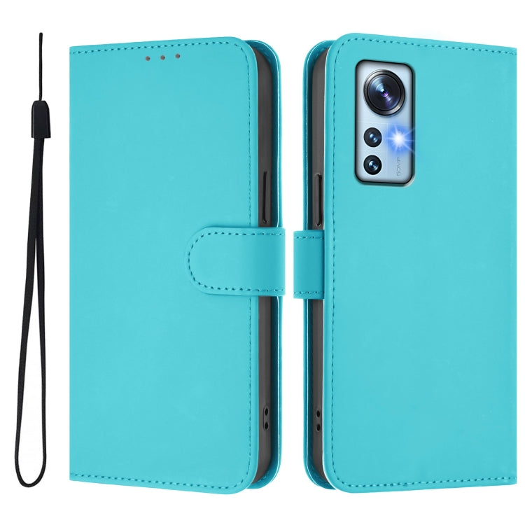 For Xiaomi 12 5G / 12S 5G / 12X 5G Skin Feel Solid Color Leather Phone Case with Lanyard