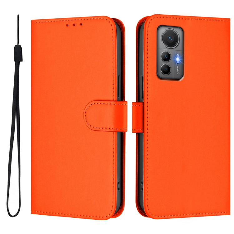 For Xiaomi 12 Lite Skin Feel Solid Color Leather Phone Case with Lanyard