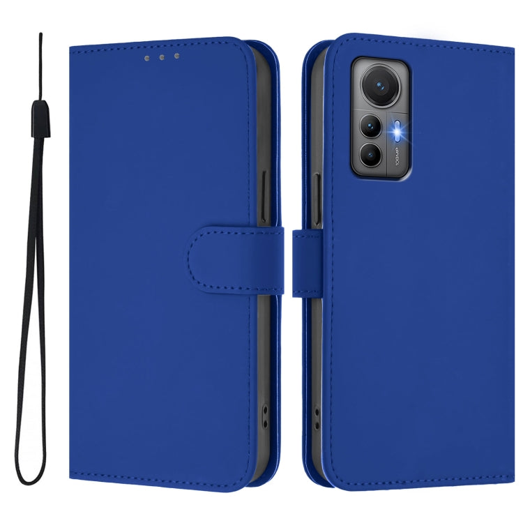 For Xiaomi 12 Lite Skin Feel Solid Color Leather Phone Case with Lanyard