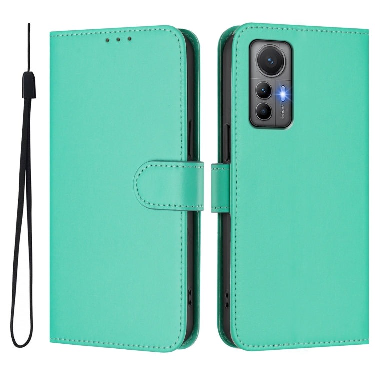For Xiaomi 12 Lite Skin Feel Solid Color Leather Phone Case with Lanyard