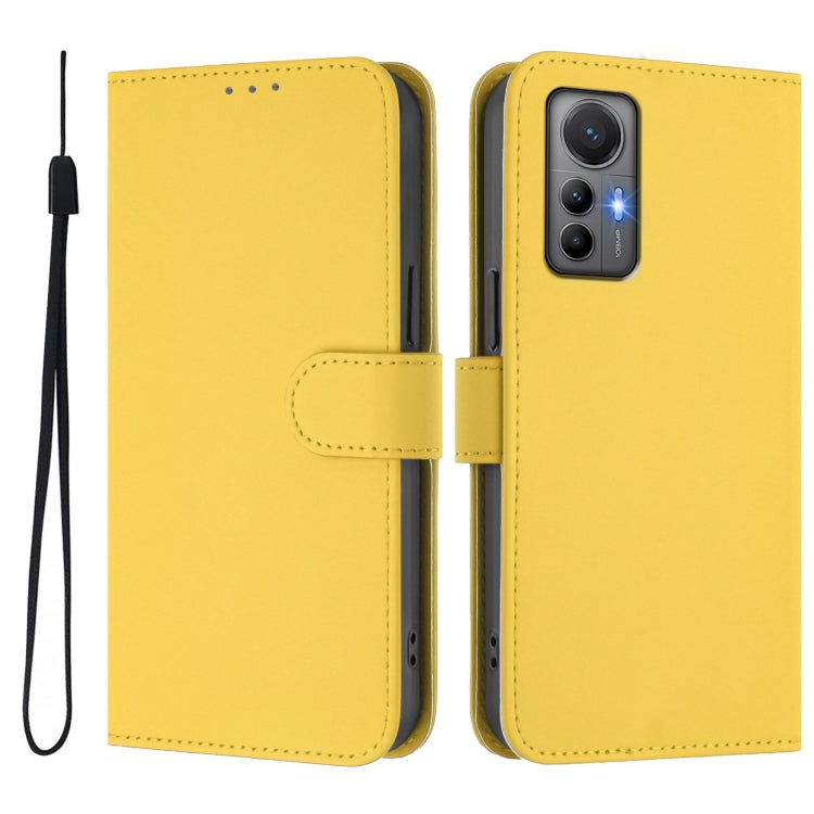 For Xiaomi 12 Lite Skin Feel Solid Color Leather Phone Case with Lanyard