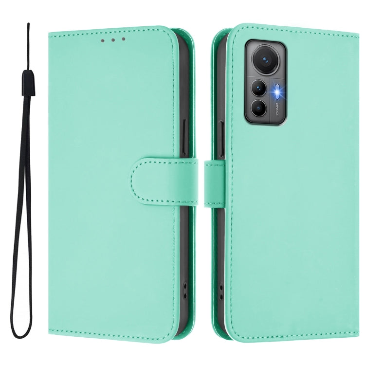 For Xiaomi 12 Lite Skin Feel Solid Color Leather Phone Case with Lanyard