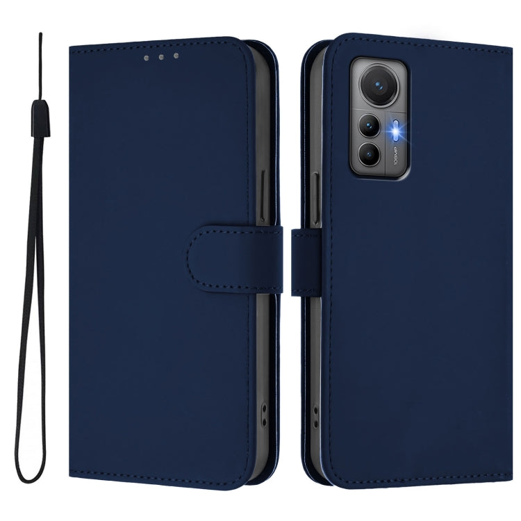 For Xiaomi 12 Lite Skin Feel Solid Color Leather Phone Case with Lanyard