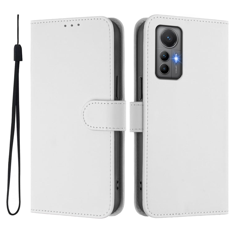 For Xiaomi 12 Lite Skin Feel Solid Color Leather Phone Case with Lanyard