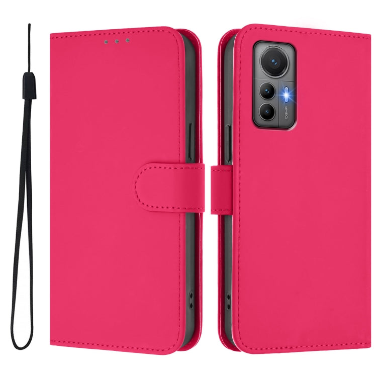For Xiaomi 12 Lite Skin Feel Solid Color Leather Phone Case with Lanyard