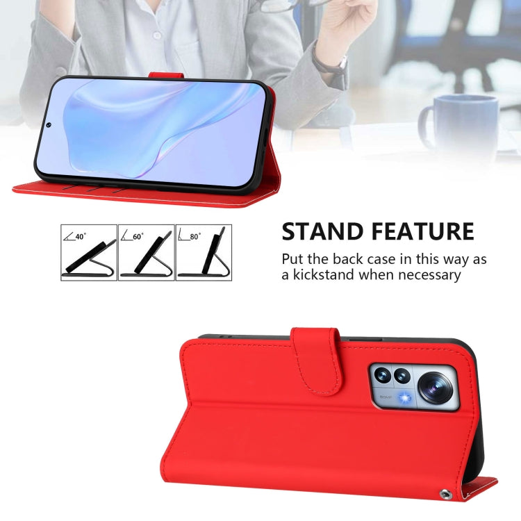 For Xiaomi 12S Pro / 12 Pro Skin Feel Solid Color Leather Phone Case with Lanyard