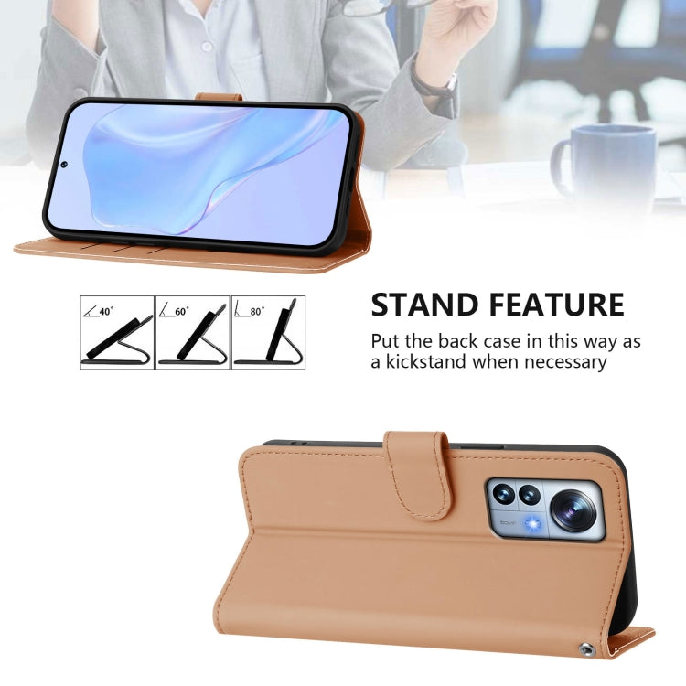 For Xiaomi 12S Pro / 12 Pro Skin Feel Solid Color Leather Phone Case with Lanyard