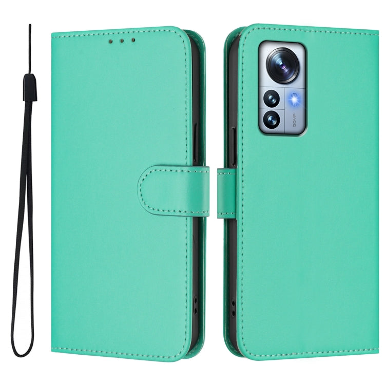 For Xiaomi 12S Pro / 12 Pro Skin Feel Solid Color Leather Phone Case with Lanyard