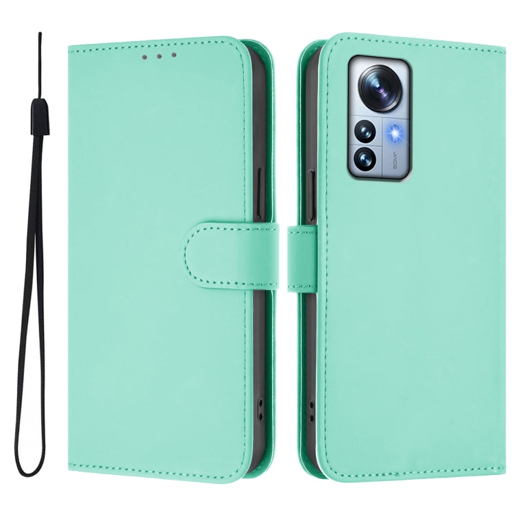For Xiaomi 12S Pro / 12 Pro Skin Feel Solid Color Leather Phone Case with Lanyard