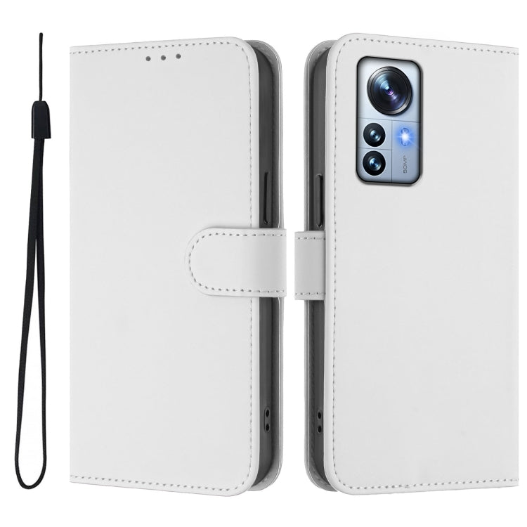 For Xiaomi 12S Pro / 12 Pro Skin Feel Solid Color Leather Phone Case with Lanyard