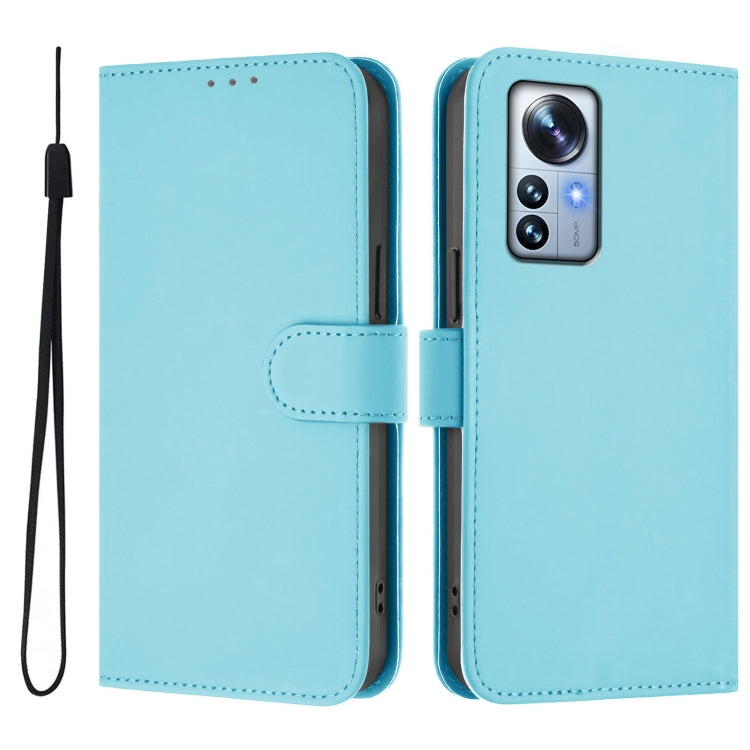 For Xiaomi 12S Pro / 12 Pro Skin Feel Solid Color Leather Phone Case with Lanyard
