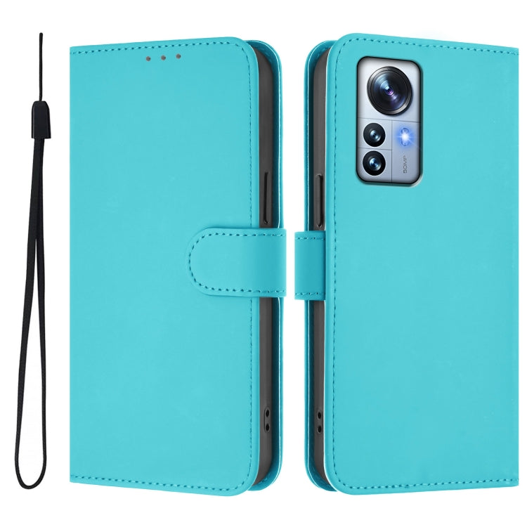 For Xiaomi 12S Pro / 12 Pro Skin Feel Solid Color Leather Phone Case with Lanyard