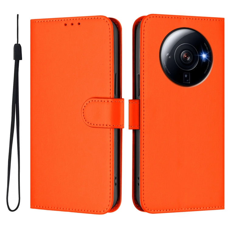 For Xiaomi 12S Ultra Skin Feel Solid Color Leather Phone Case with Lanyard