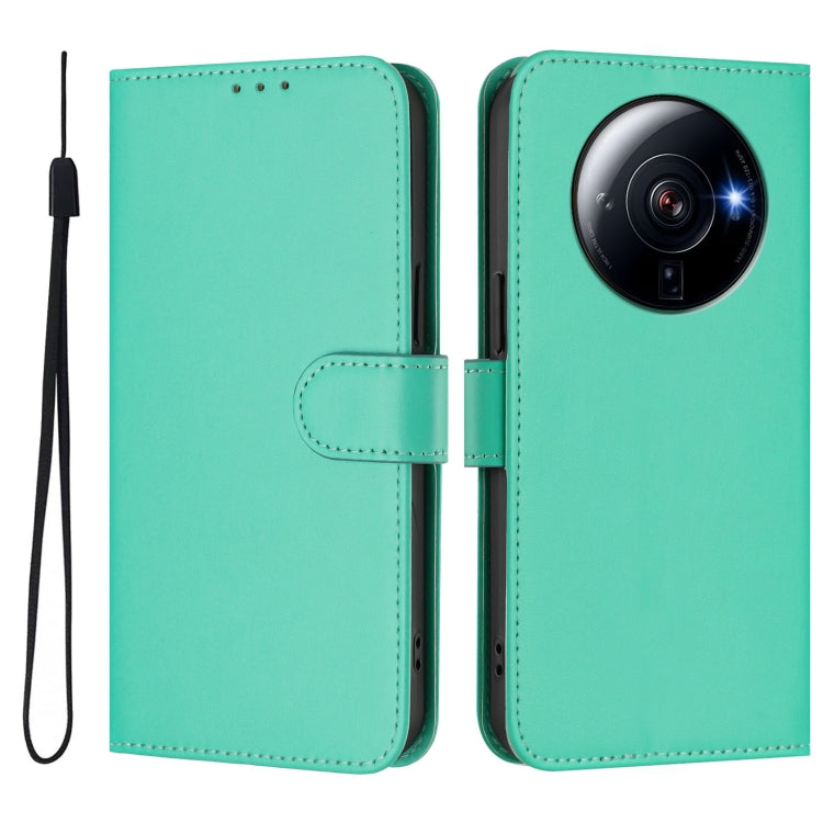 For Xiaomi 12S Ultra Skin Feel Solid Color Leather Phone Case with Lanyard