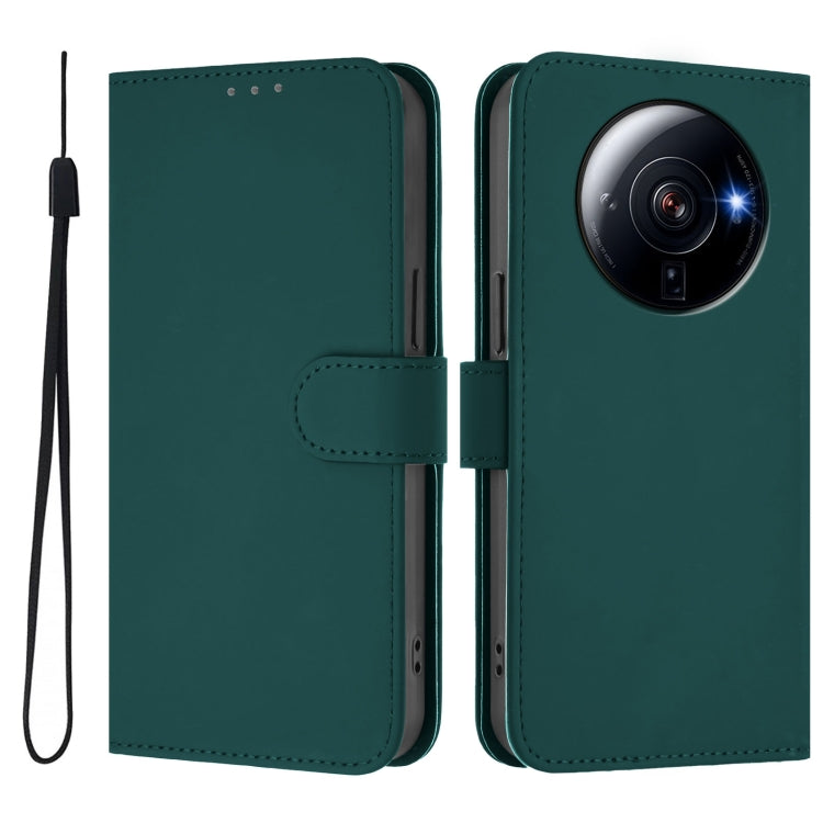 For Xiaomi 12S Ultra Skin Feel Solid Color Leather Phone Case with Lanyard