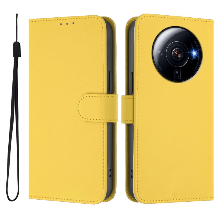 For Xiaomi 12S Ultra Skin Feel Solid Color Leather Phone Case with Lanyard