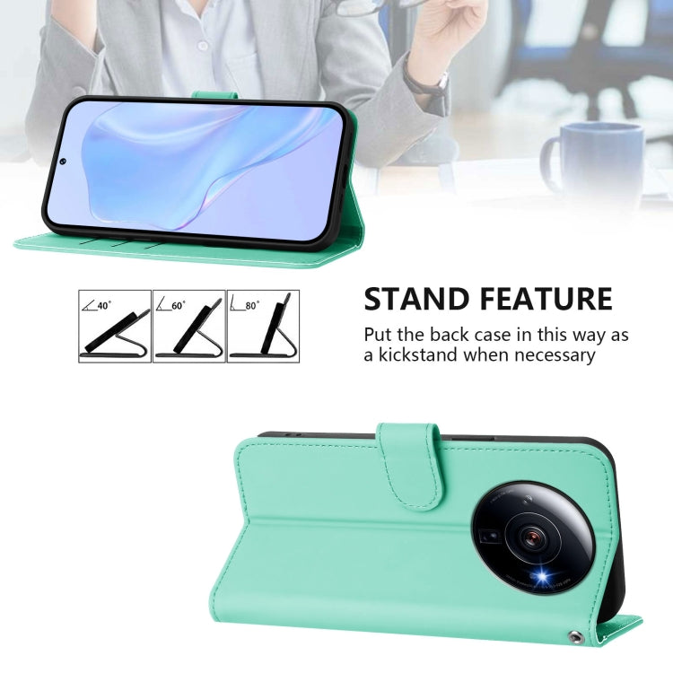 For Xiaomi 12S Ultra Skin Feel Solid Color Leather Phone Case with Lanyard