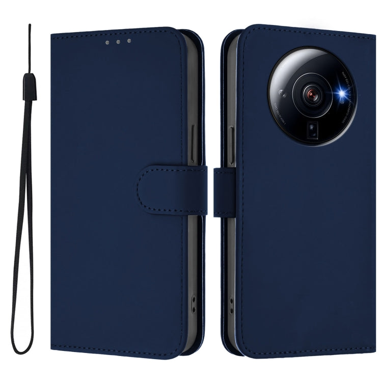 For Xiaomi 12S Ultra Skin Feel Solid Color Leather Phone Case with Lanyard