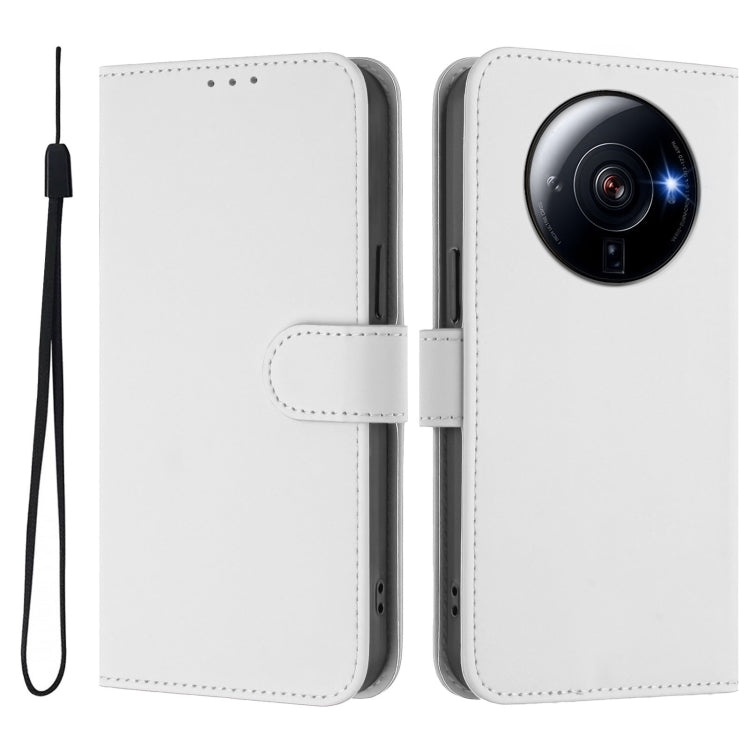 For Xiaomi 12S Ultra Skin Feel Solid Color Leather Phone Case with Lanyard