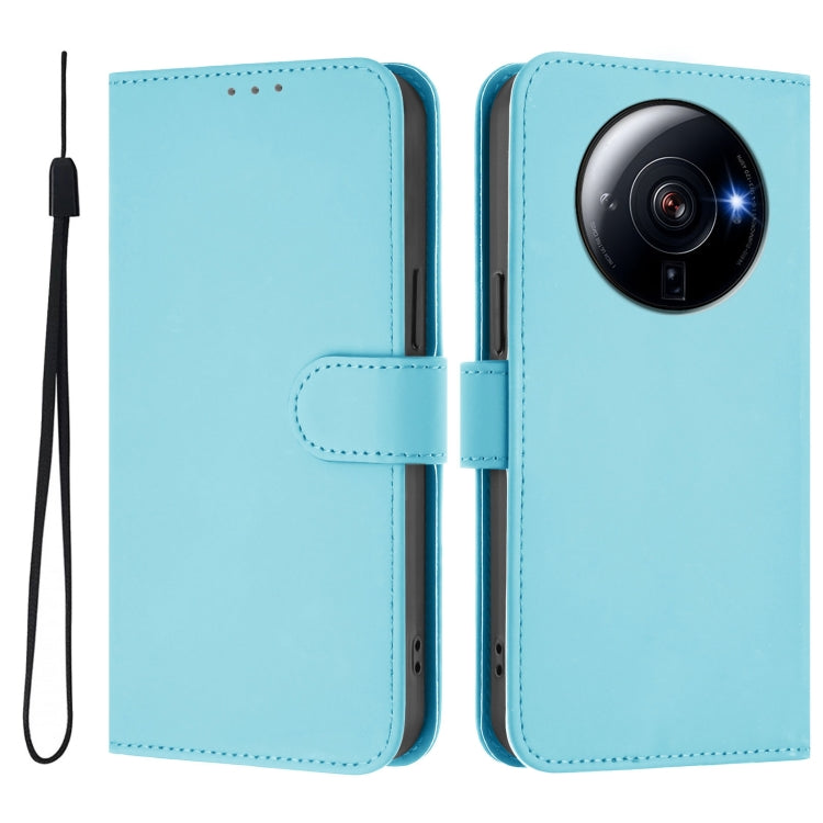 For Xiaomi 12S Ultra Skin Feel Solid Color Leather Phone Case with Lanyard