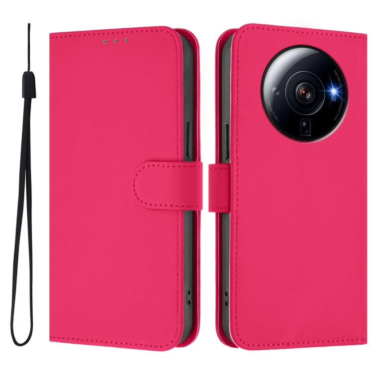 For Xiaomi 12S Ultra Skin Feel Solid Color Leather Phone Case with Lanyard