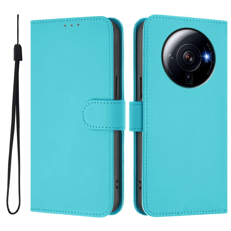 For Xiaomi 12S Ultra Skin Feel Solid Color Leather Phone Case with Lanyard