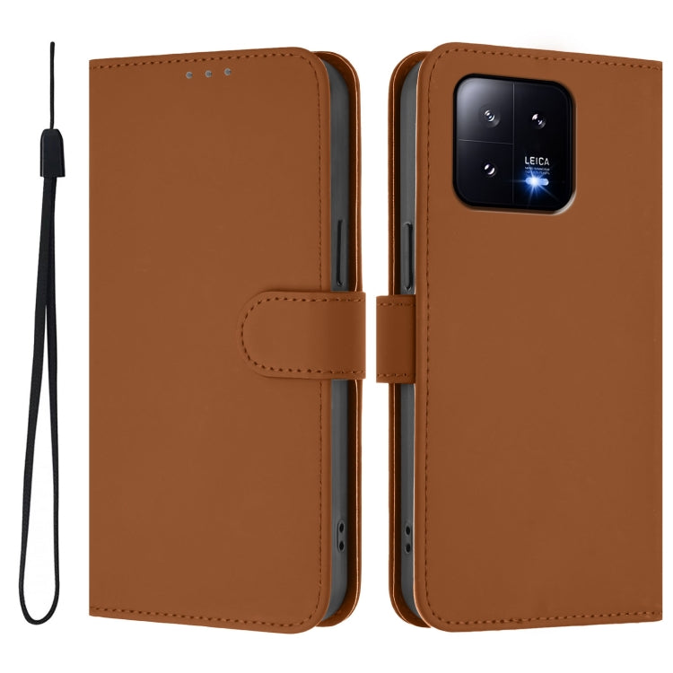 For Xiaomi 13 5G Skin Feel Solid Color Leather Phone Case with Lanyard