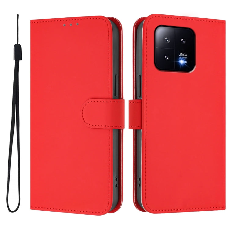 For Xiaomi 13 5G Skin Feel Solid Color Leather Phone Case with Lanyard