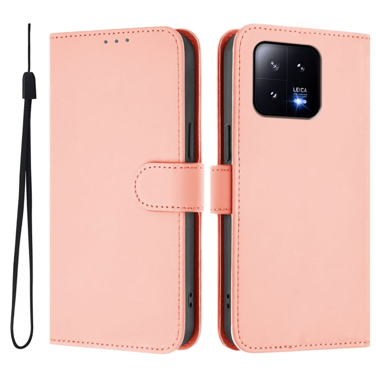 For Xiaomi 13 5G Skin Feel Solid Color Leather Phone Case with Lanyard