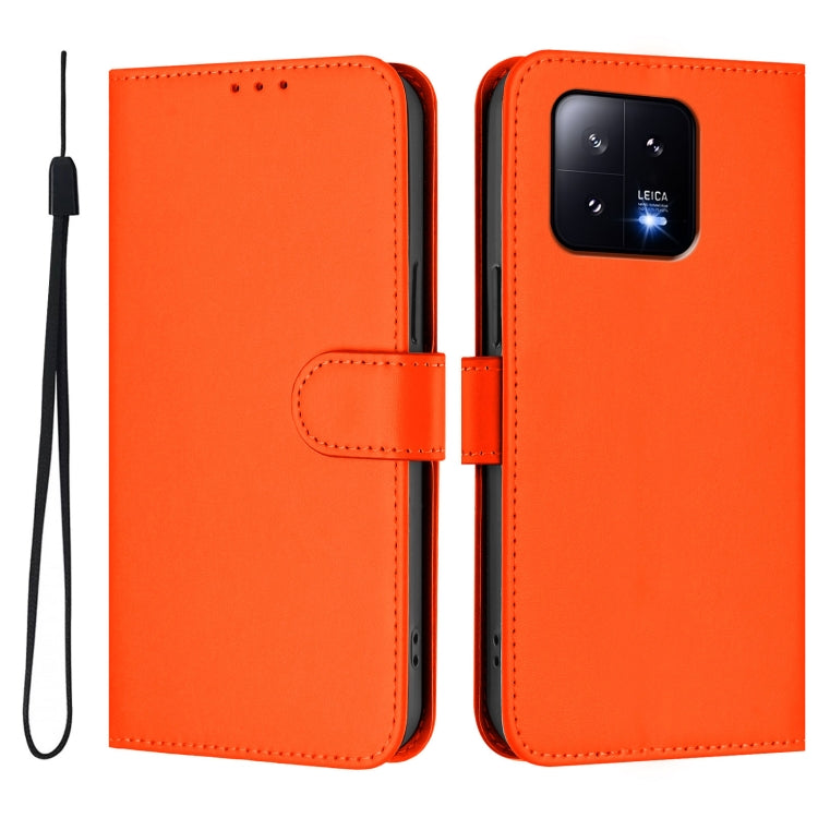 For Xiaomi 13 5G Skin Feel Solid Color Leather Phone Case with Lanyard